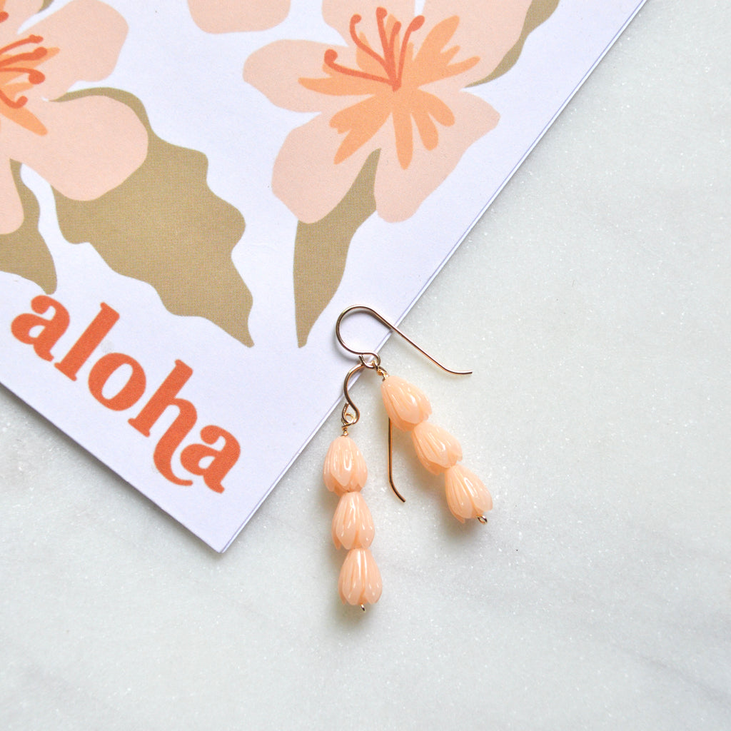 Triple Peach Pikake Earrings