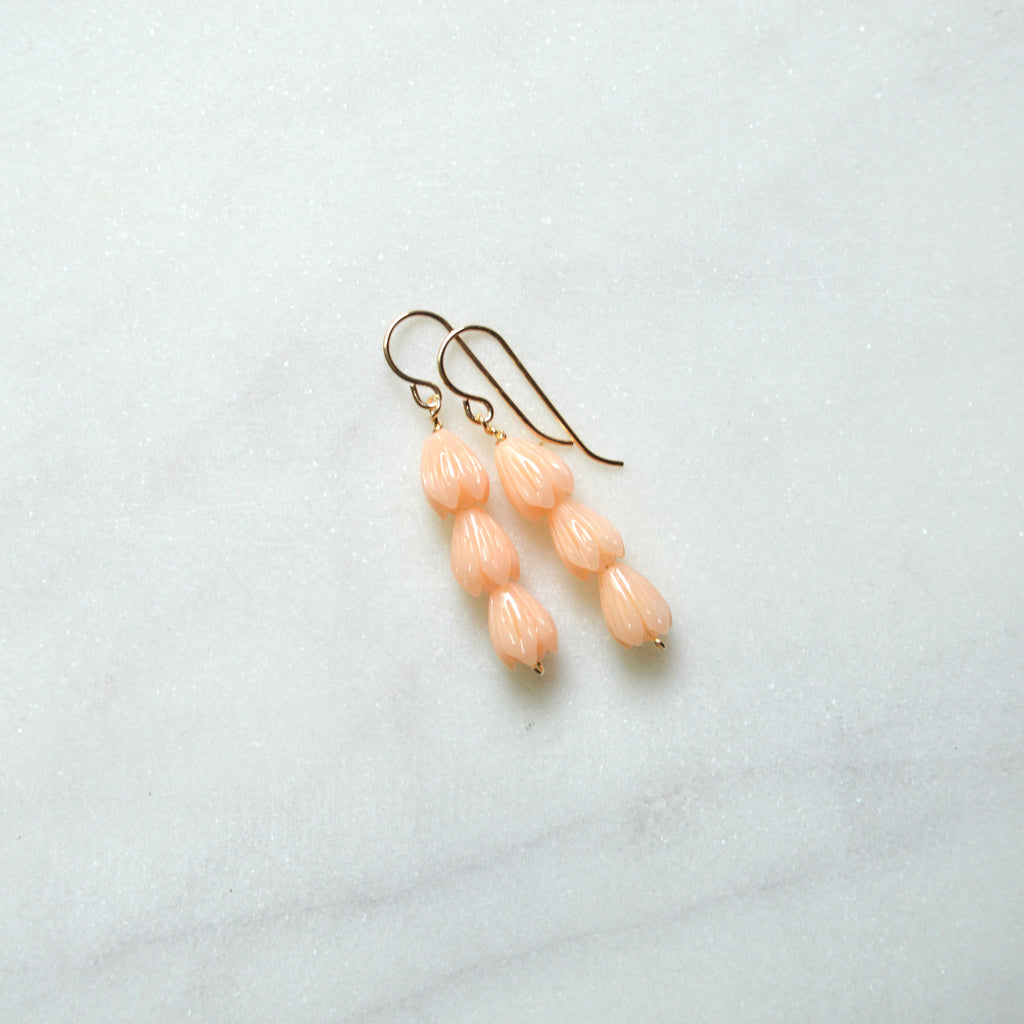Triple Peach Pikake Earrings