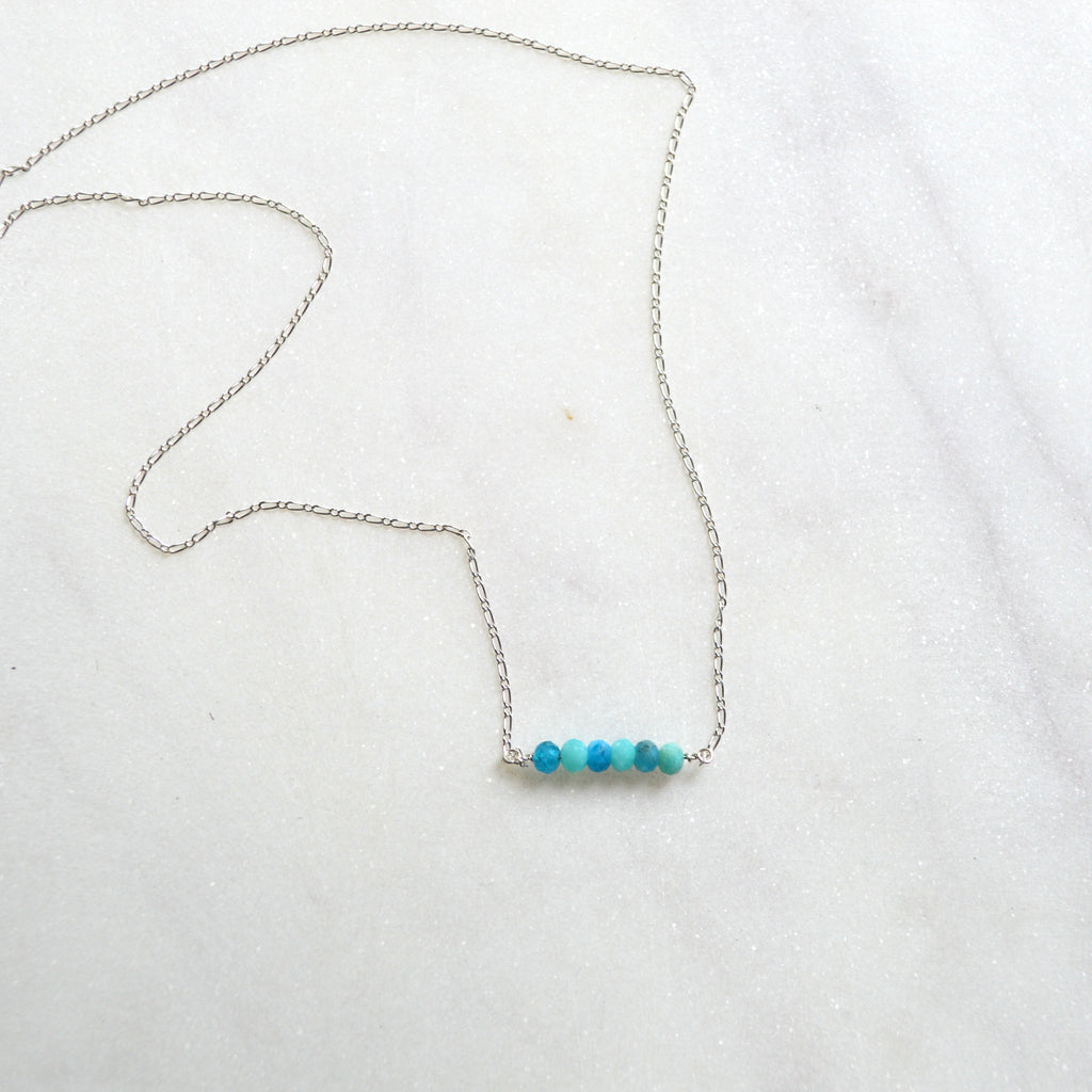 Amazonite Apatite Beaded Necklace Sterling