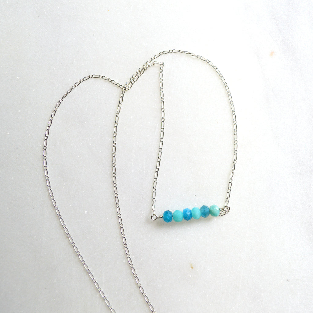 Amazonite Apatite Beaded Necklace Sterling