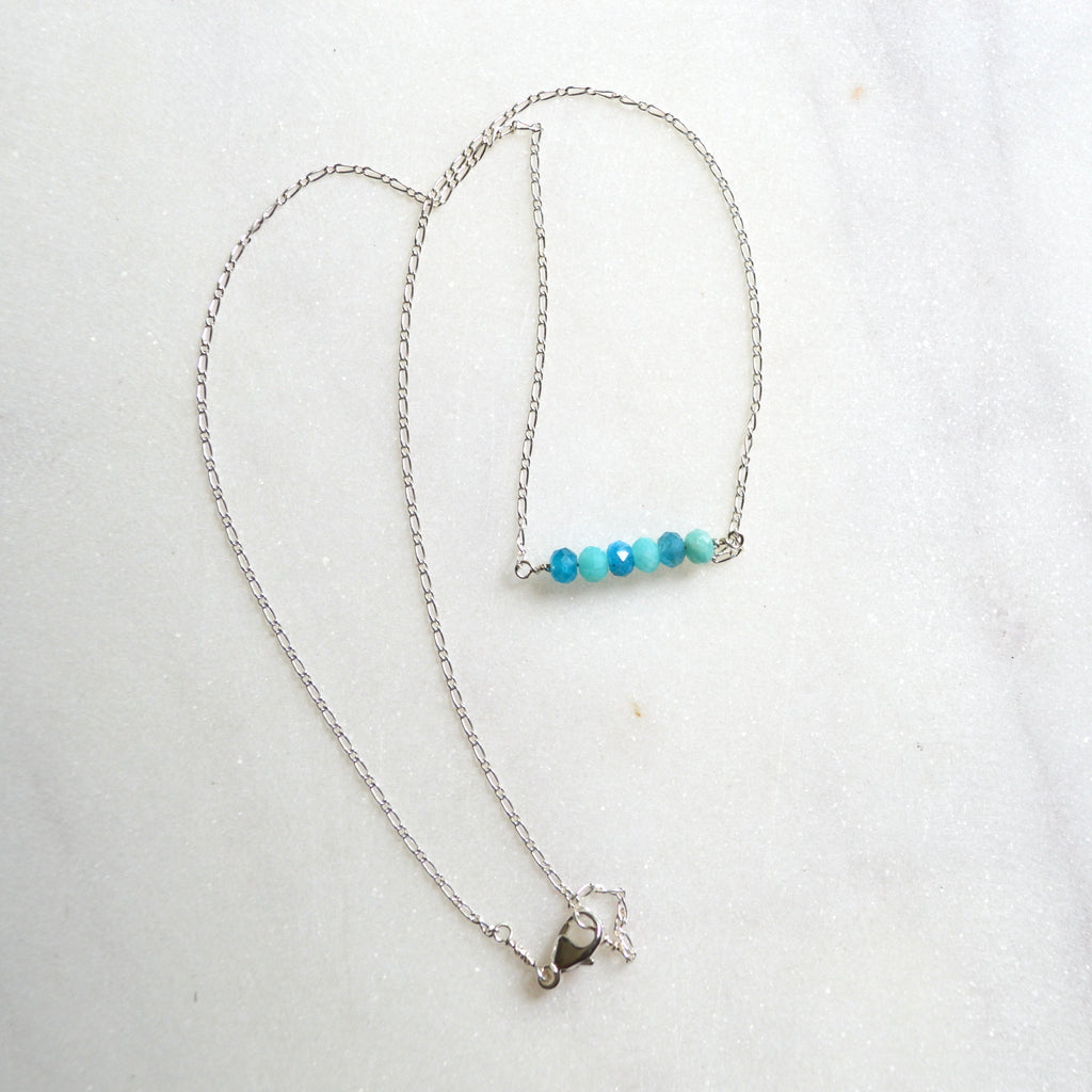 Amazonite Apatite Beaded Necklace Sterling