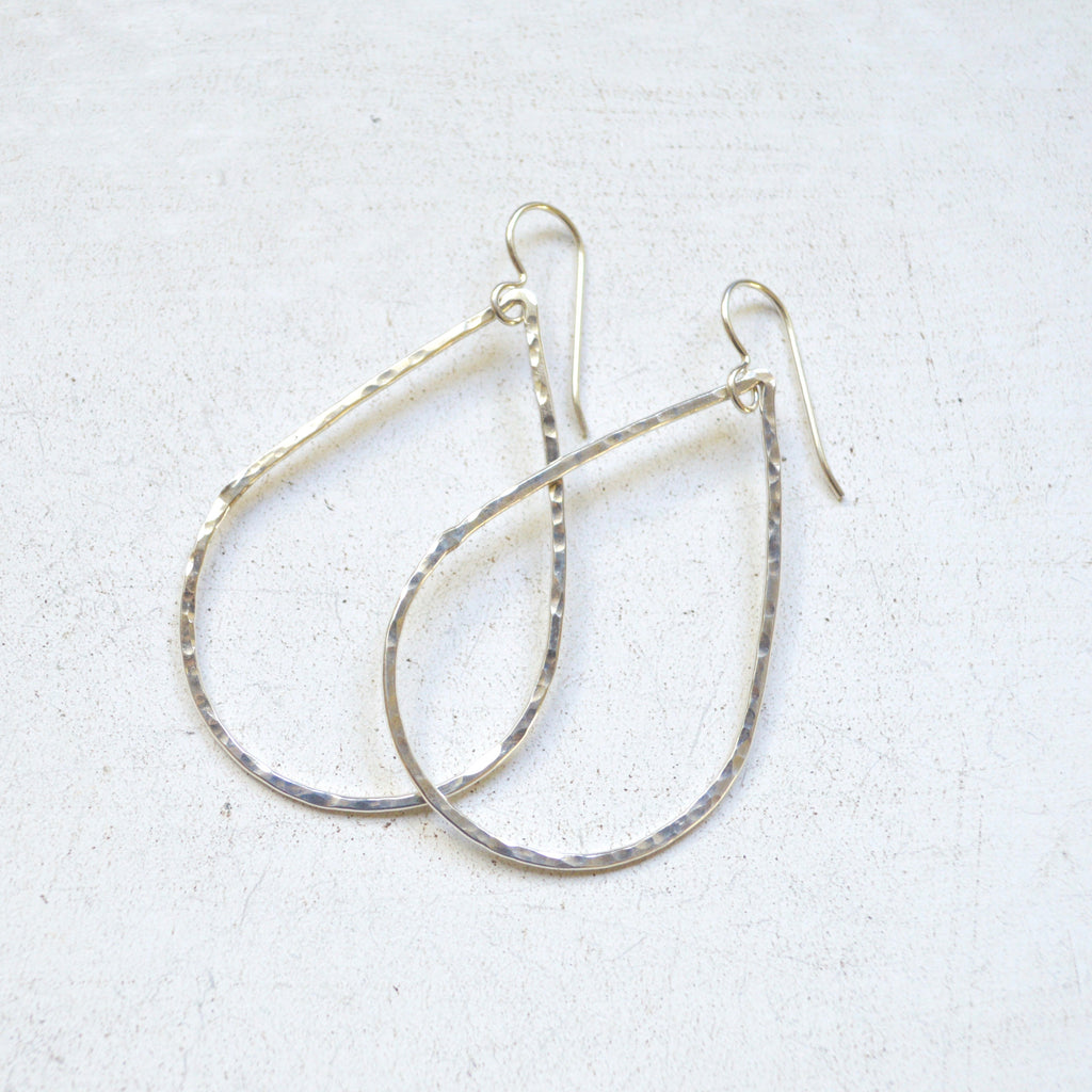 Hammered Teardrops in Gold or Sterling Silver