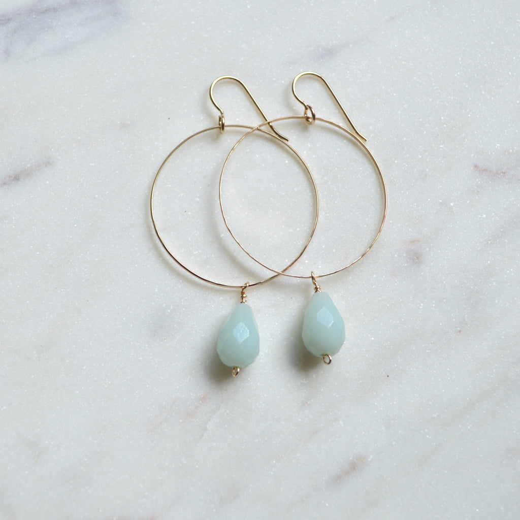 Amazonite hoop earrings