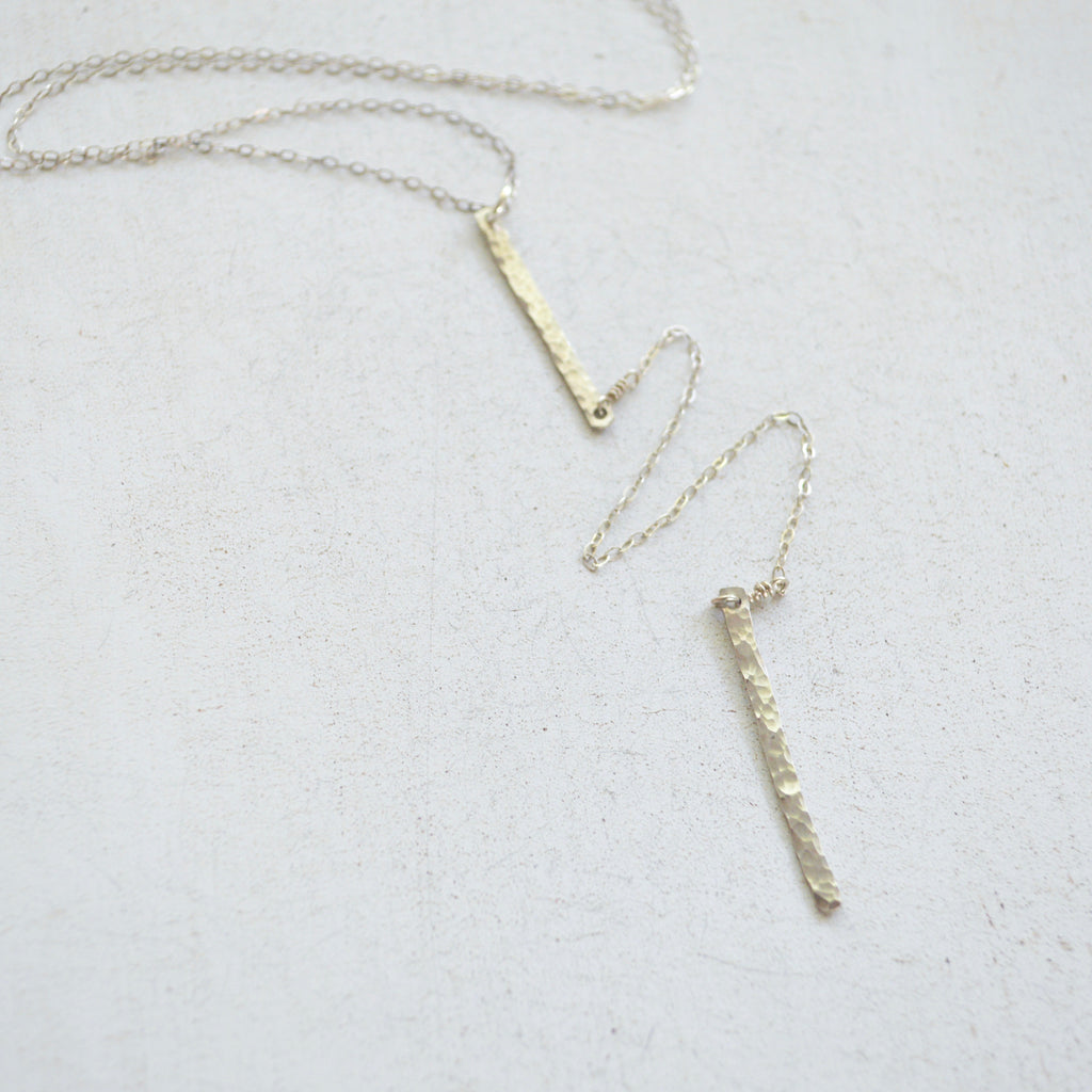 Vertical Double Bar Necklace in Sterling