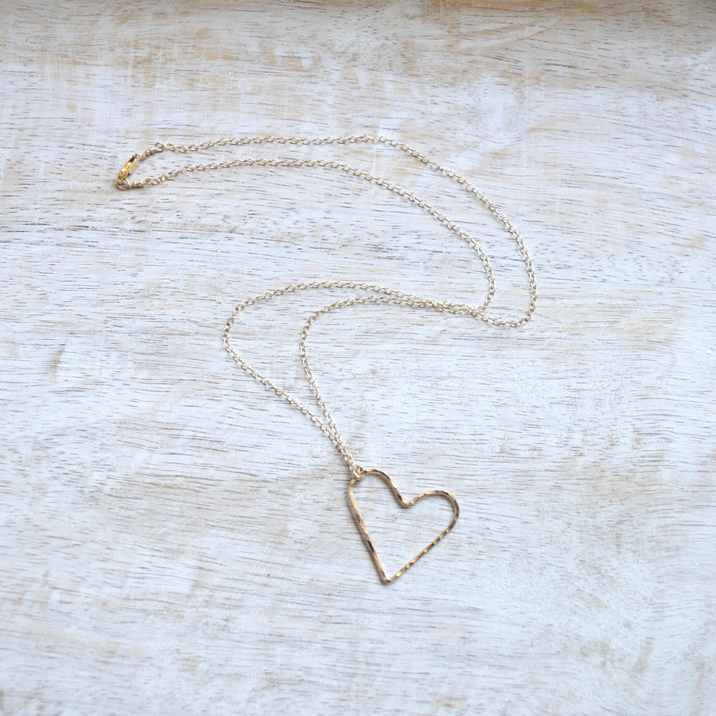 Gold Floating Heart Necklace