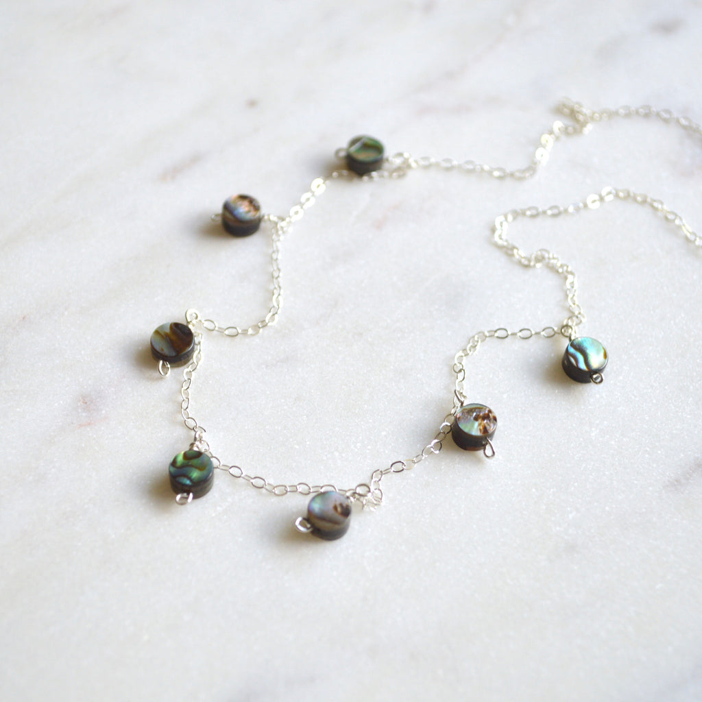 Tiny Abalone Coin Necklace