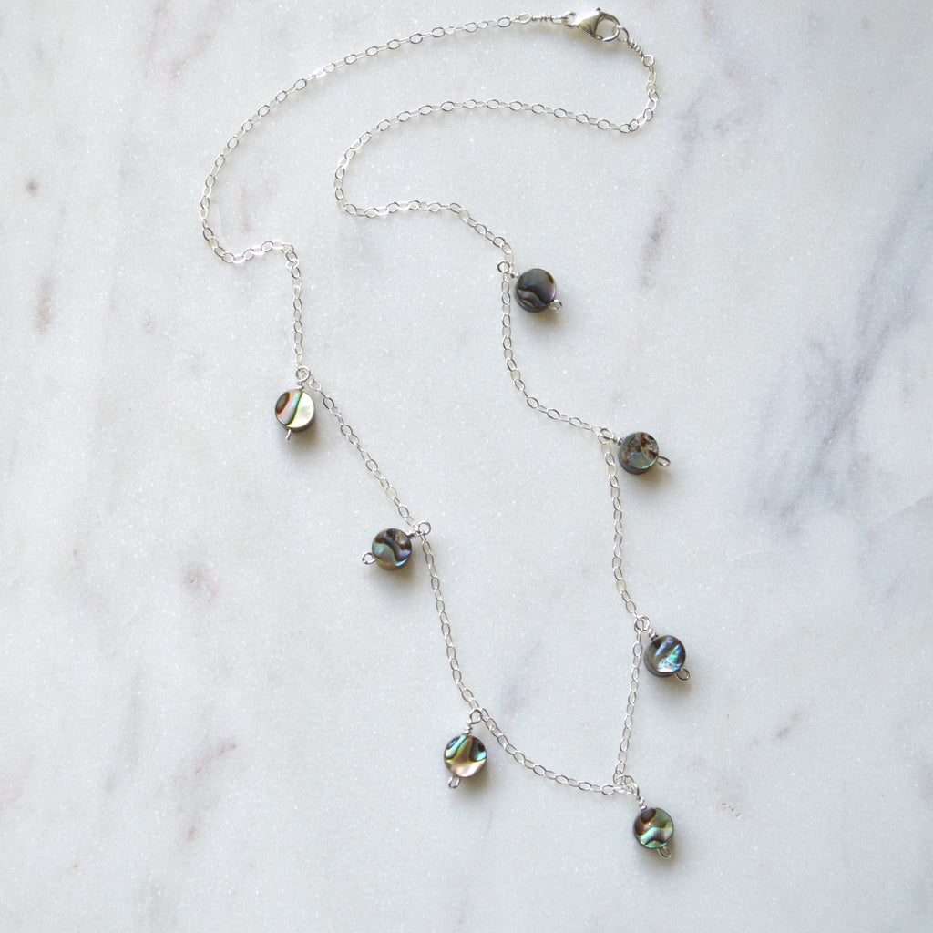 Tiny Abalone Coin Necklace