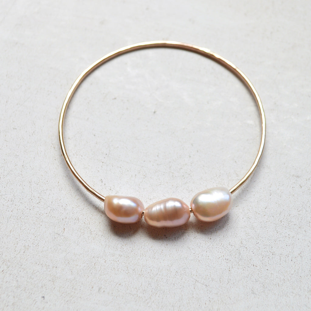 Rice Pearl Bangle in Sterling or Gold