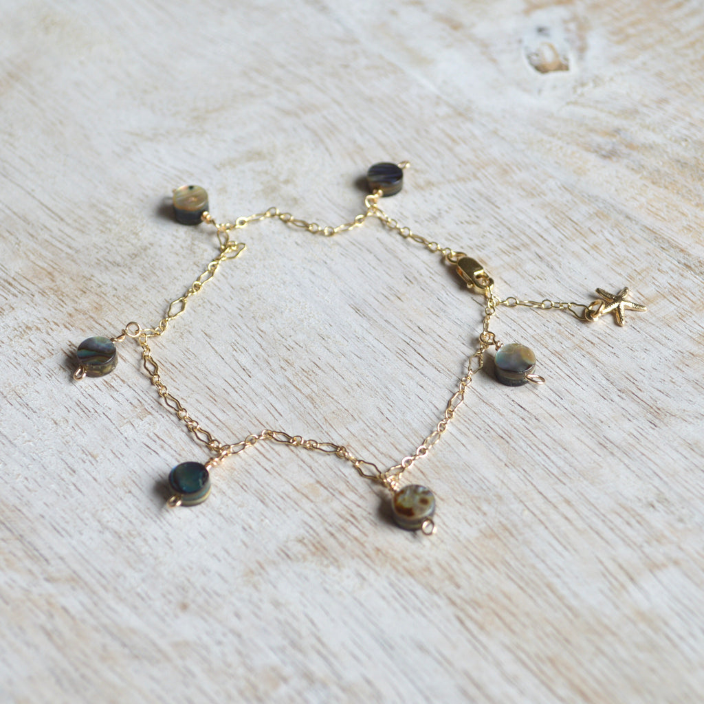 Abalone Shell Gold Chain Bracelet