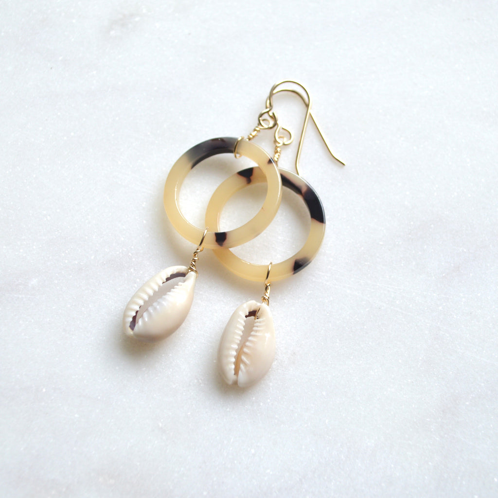 Cowrie Shell Acetate Hoops