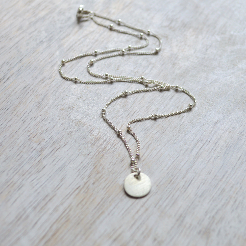 Tiny Sterling Disc Necklace