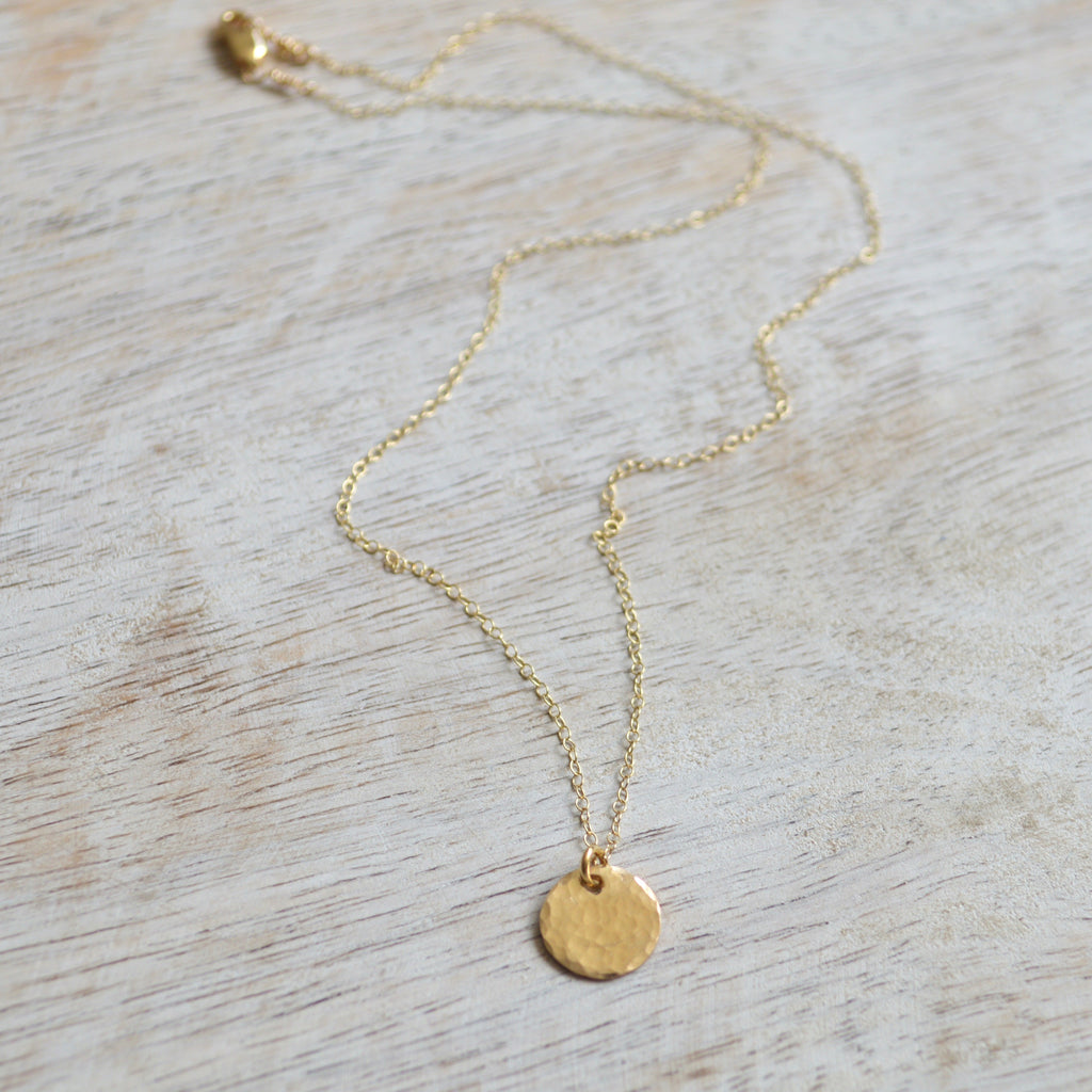 Tiny Gold Disc Necklace