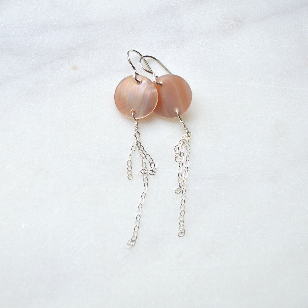 Pink Shell Chain Earrings