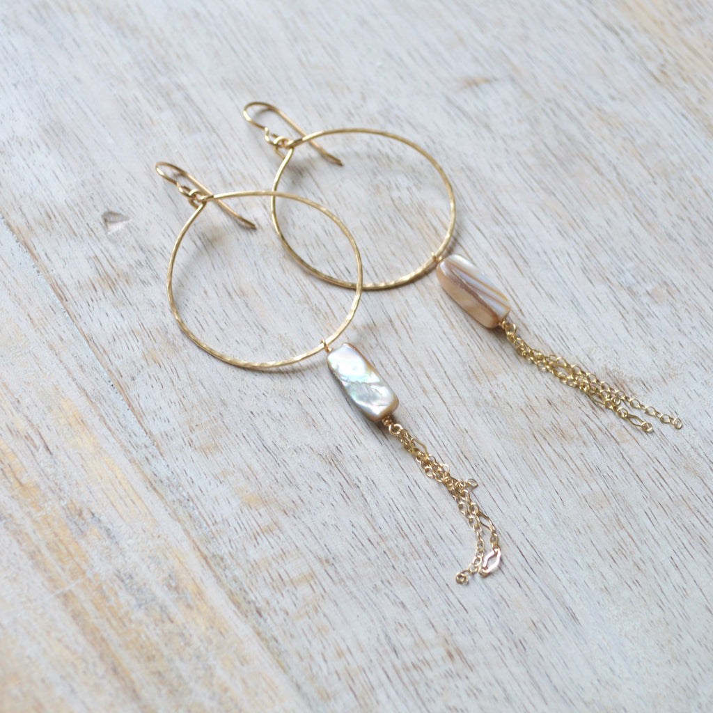 Mother of Pearl Hoop Earrings