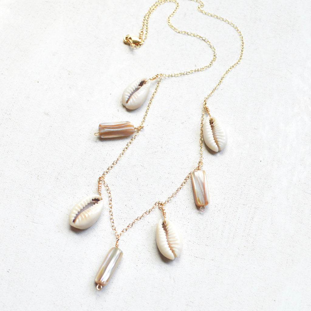 Cowrie & MOP Gold Necklace