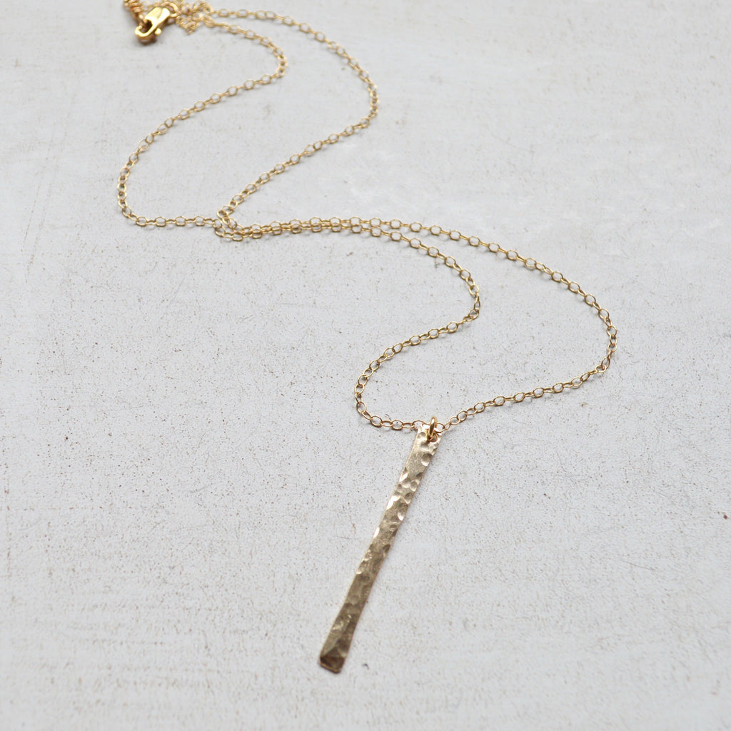 Vertical Bar Necklace Sterling or Gold