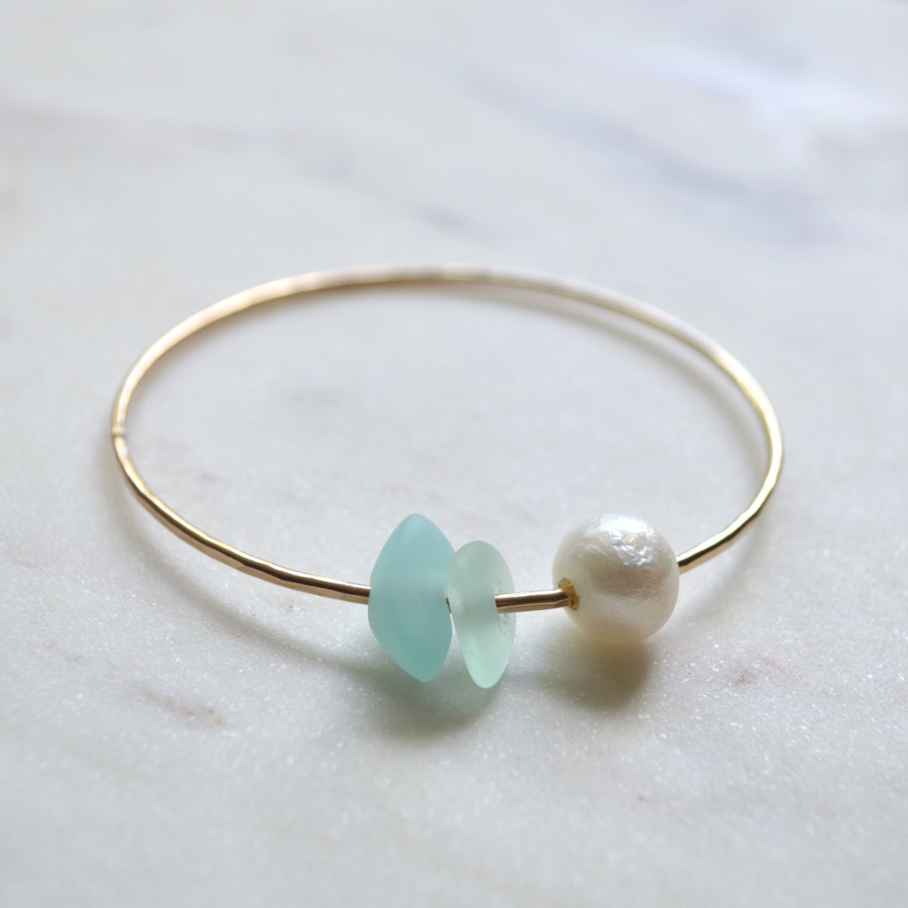 Pearl and Frosted Glass Bangle