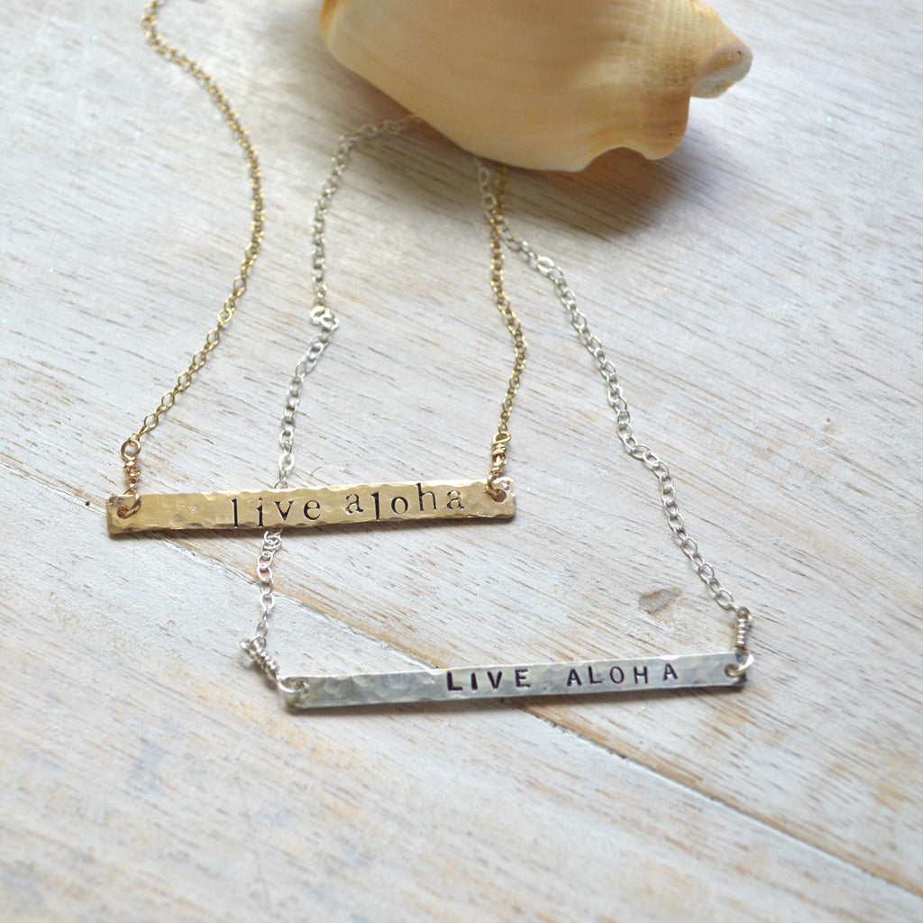Stay Salty/Salty Girl/Live Aloha Stamped Necklace