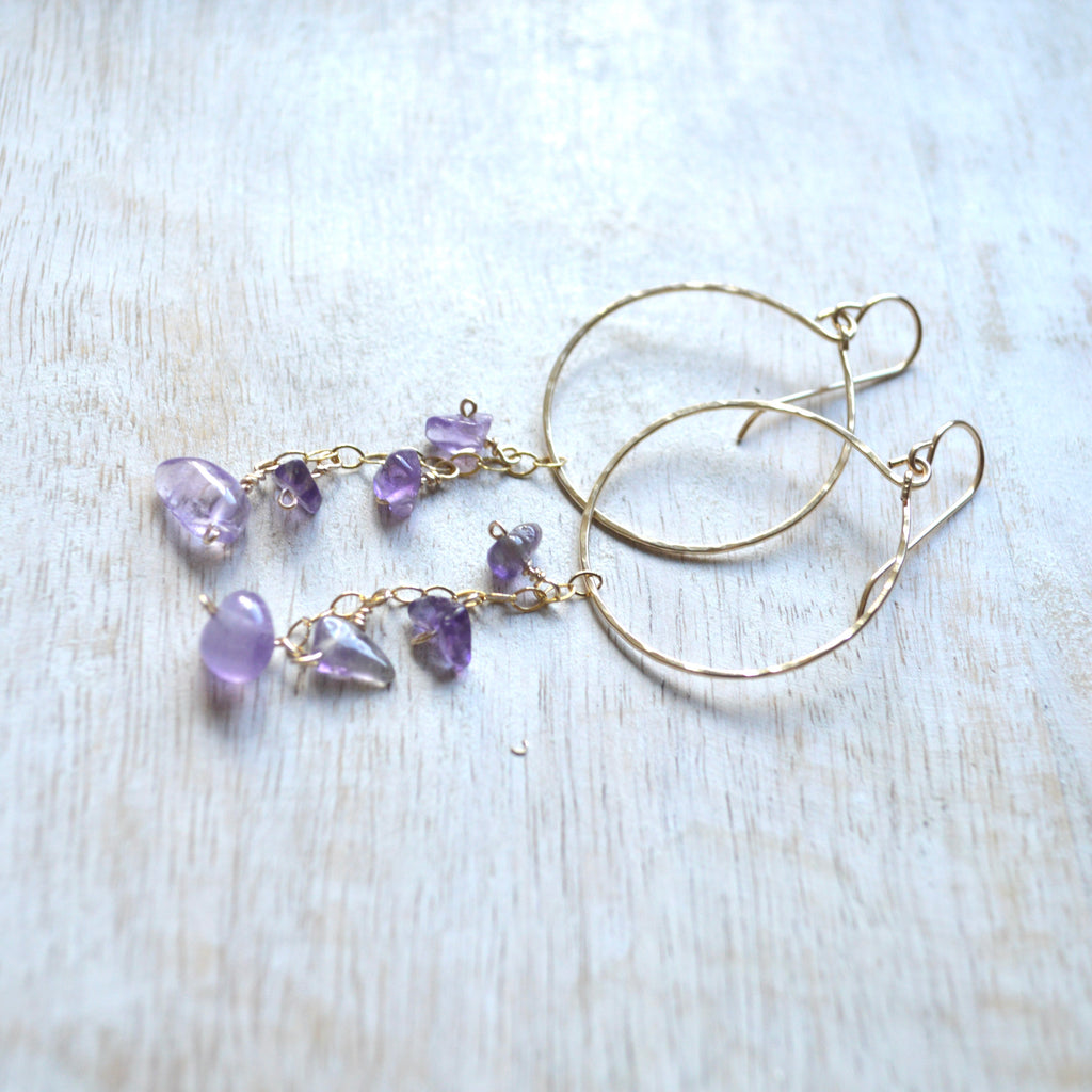 Amethyst Gold Filled Hoops