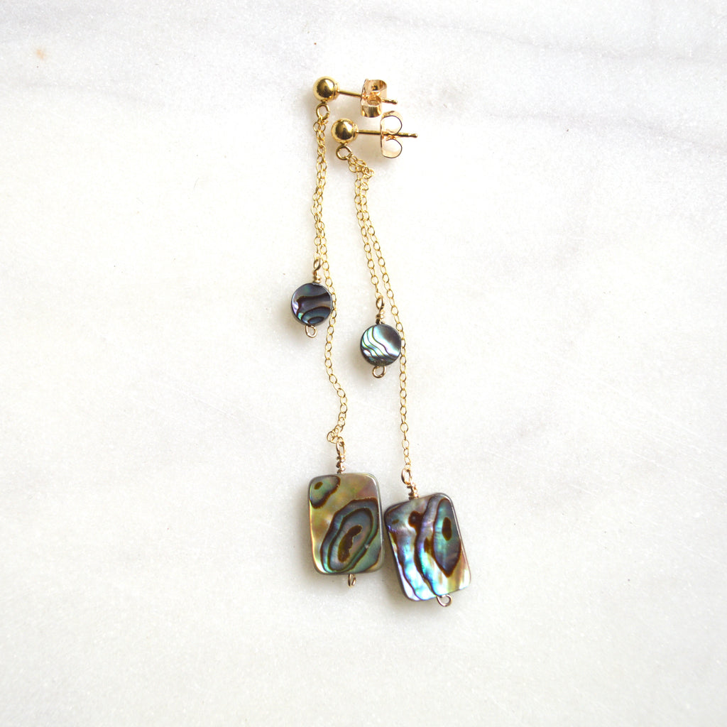 Abalone Shell Chain Earrings