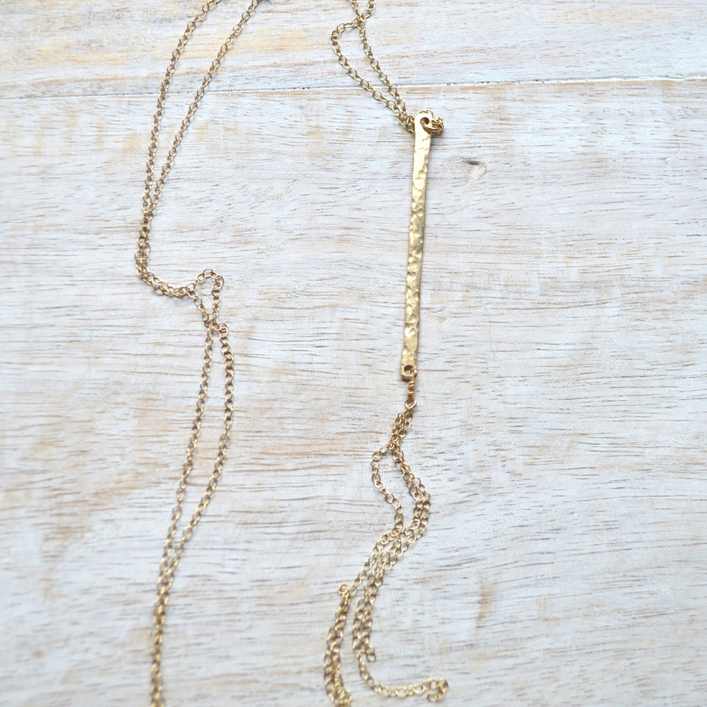 Long Gold Bar w/Chain Necklace