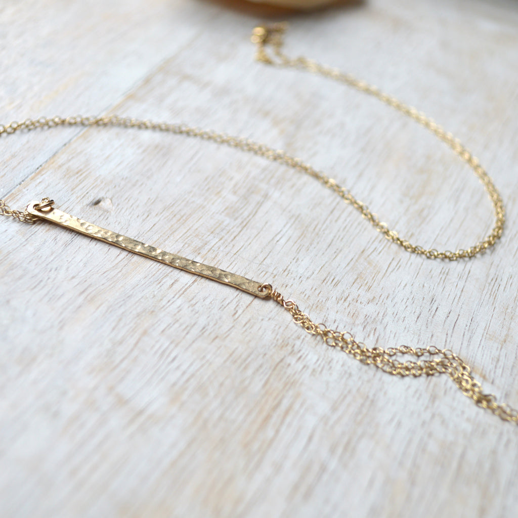 Long Gold Bar Necklace