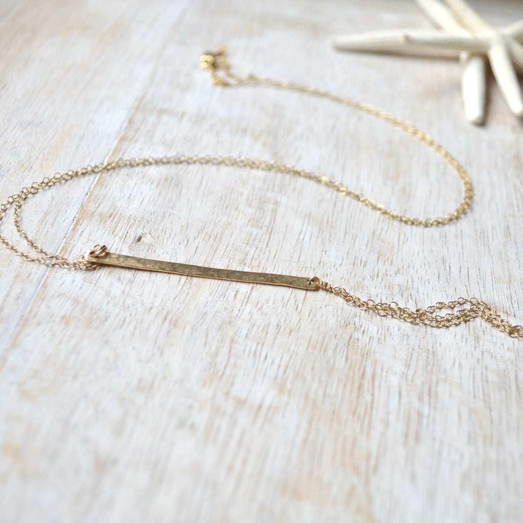 Long Gold Bar w/Chain Necklace