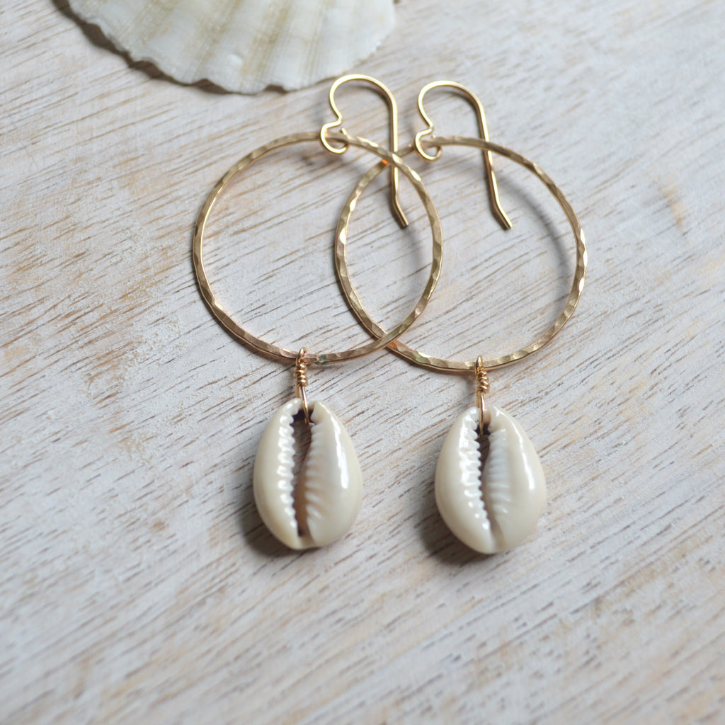 Cowrie Shell Hoops