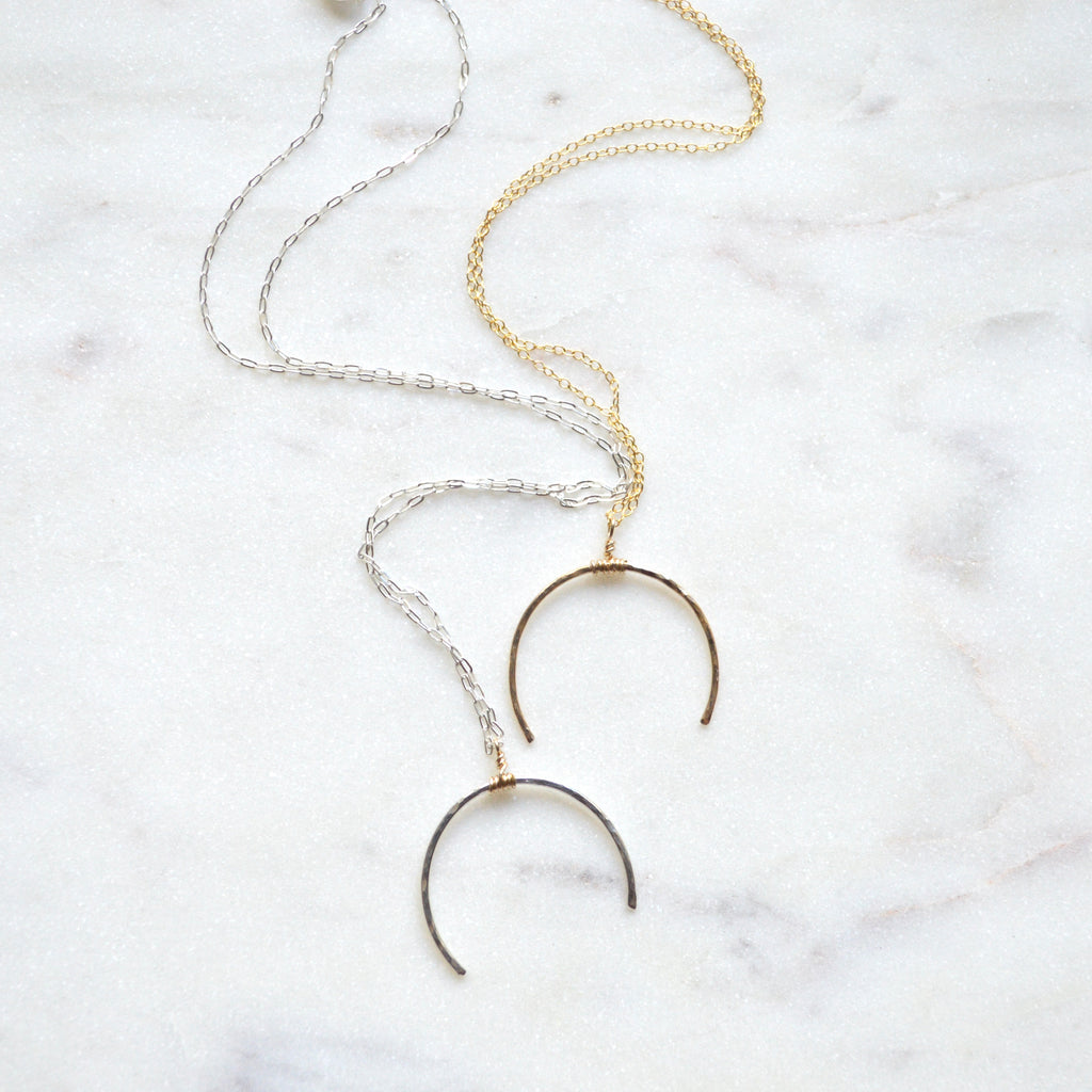 Crescent Pendant in Silver or Gold