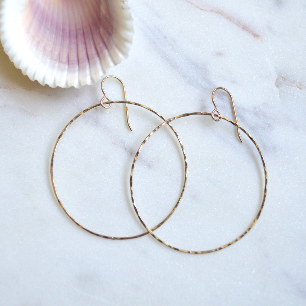 Hammered Hoops in Gold or Sterling