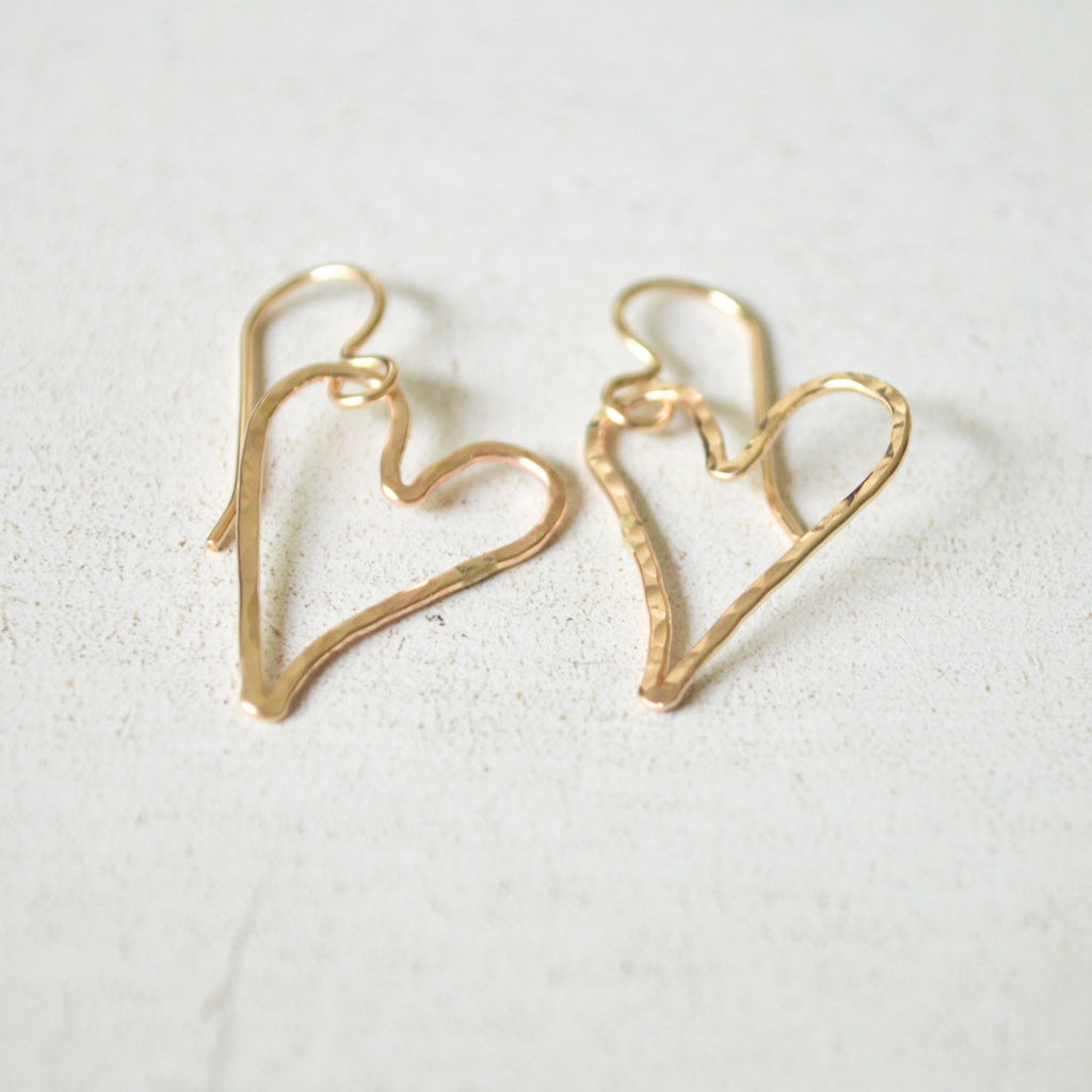 Tiny Hammered Heart Earrings