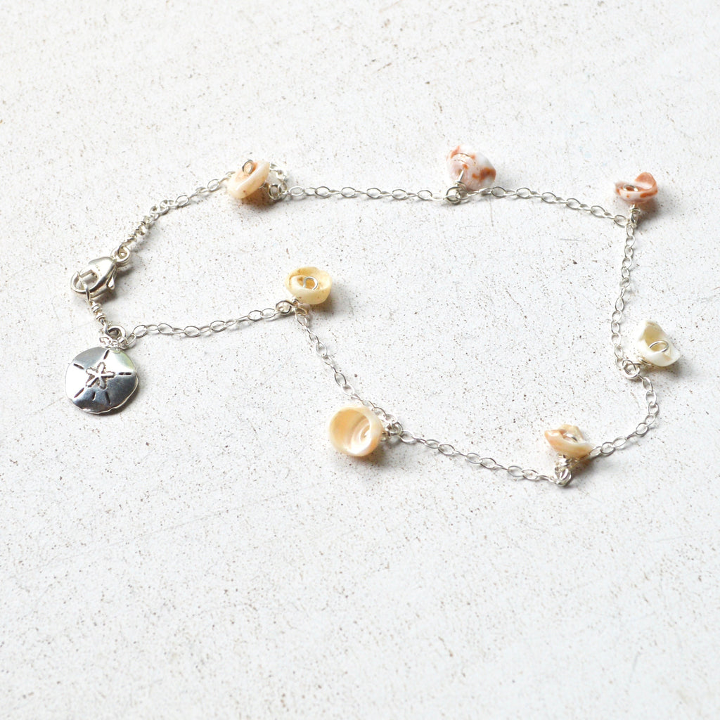 Puka Shell Anklet in Sterling