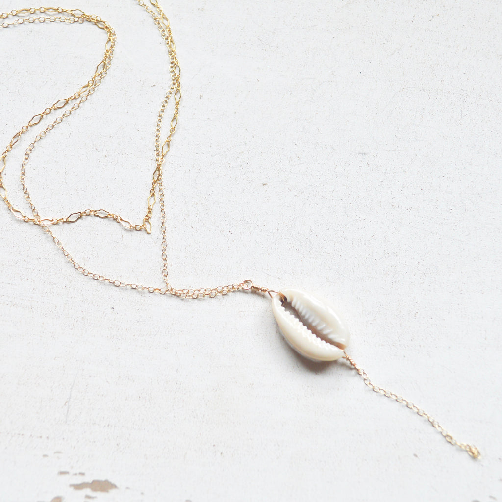 Double Strand Cowrie Necklace in Gold